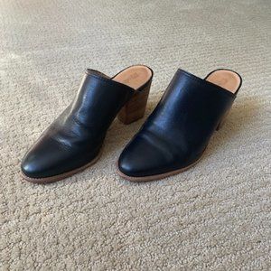 Madewell Harper Mule with Stacked Heel (black)